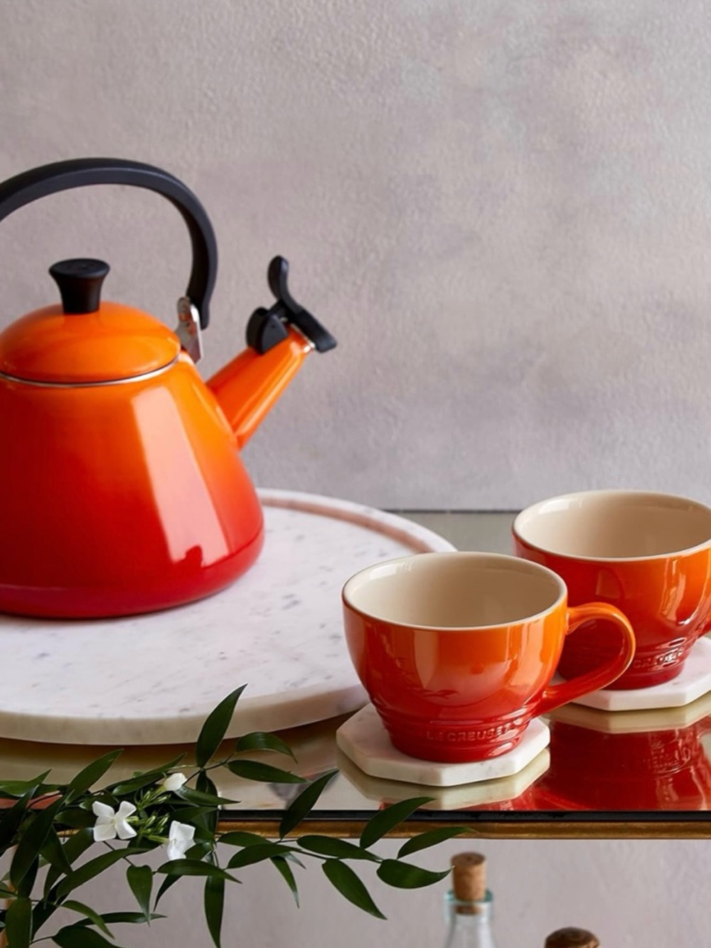 Le Creuset Orange Enamel Teapot Kettle